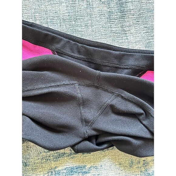 Lululemon Groove Black Fuchsia Peach Pink Quilt Winter Flare Leg Pants Size 8 - Picture 3 of 7
